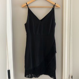 Black fringe mini dress